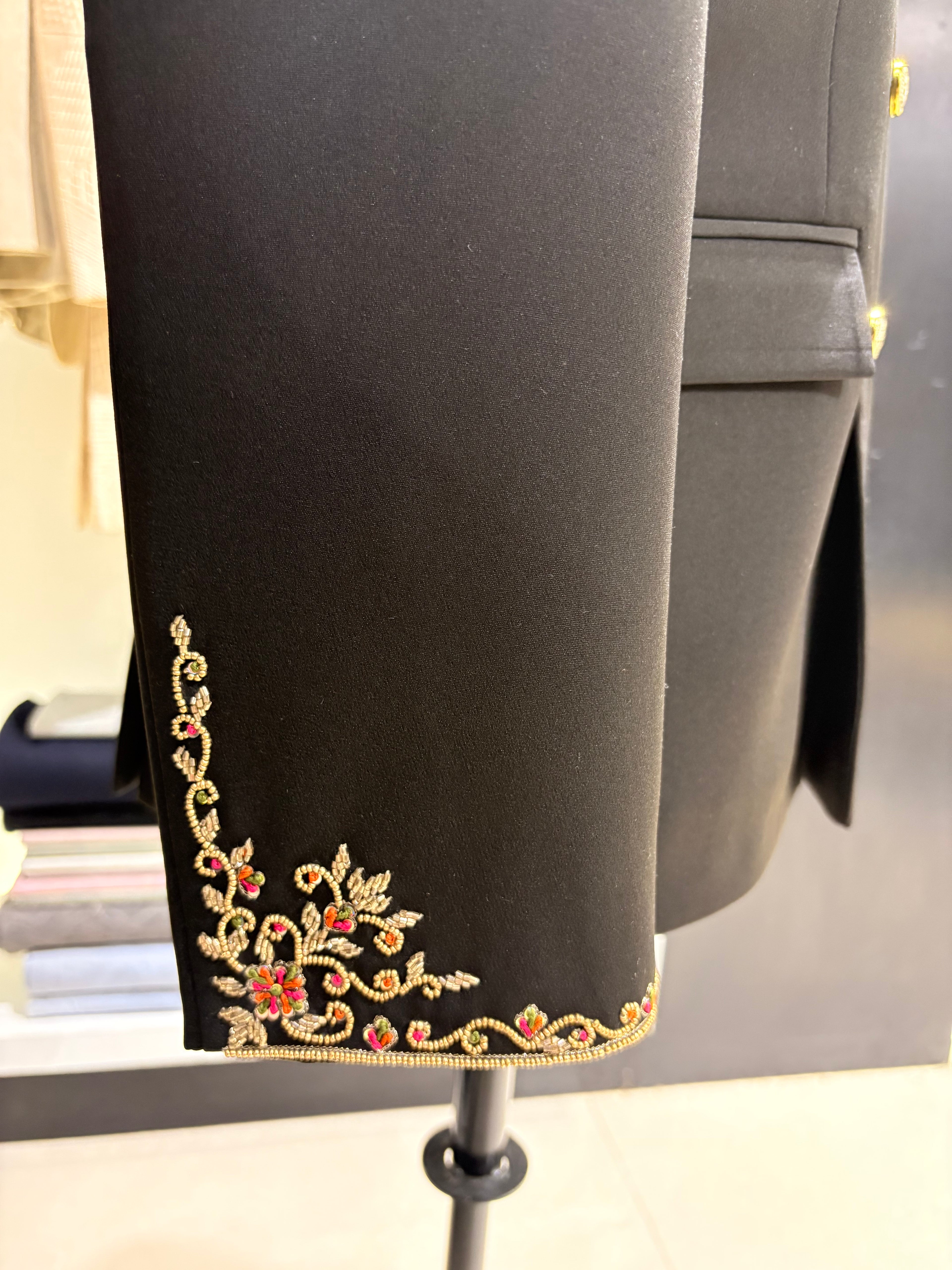 Black jodhpuri with minimal touch of handcrafted work