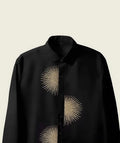 Black Color Shirt With Classic Circular Pines Embroidery  in High Quality Fabric