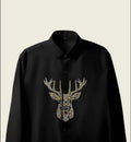Black Designer Shirt with deer embroidery with golden color